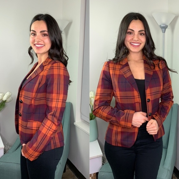 The Limited Jackets & Blazers - The Limited Berry Plaid Two Button Blazer